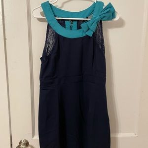 *2 FOR $15* C. Luce Navy Lace Dress with Teal Bow NWT